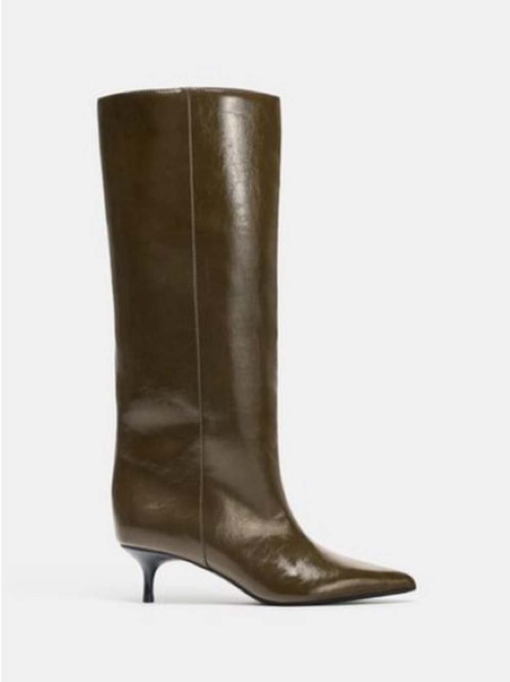 Zara Knee High Kitten Heel Pointed Toe Boot | Brown | 10